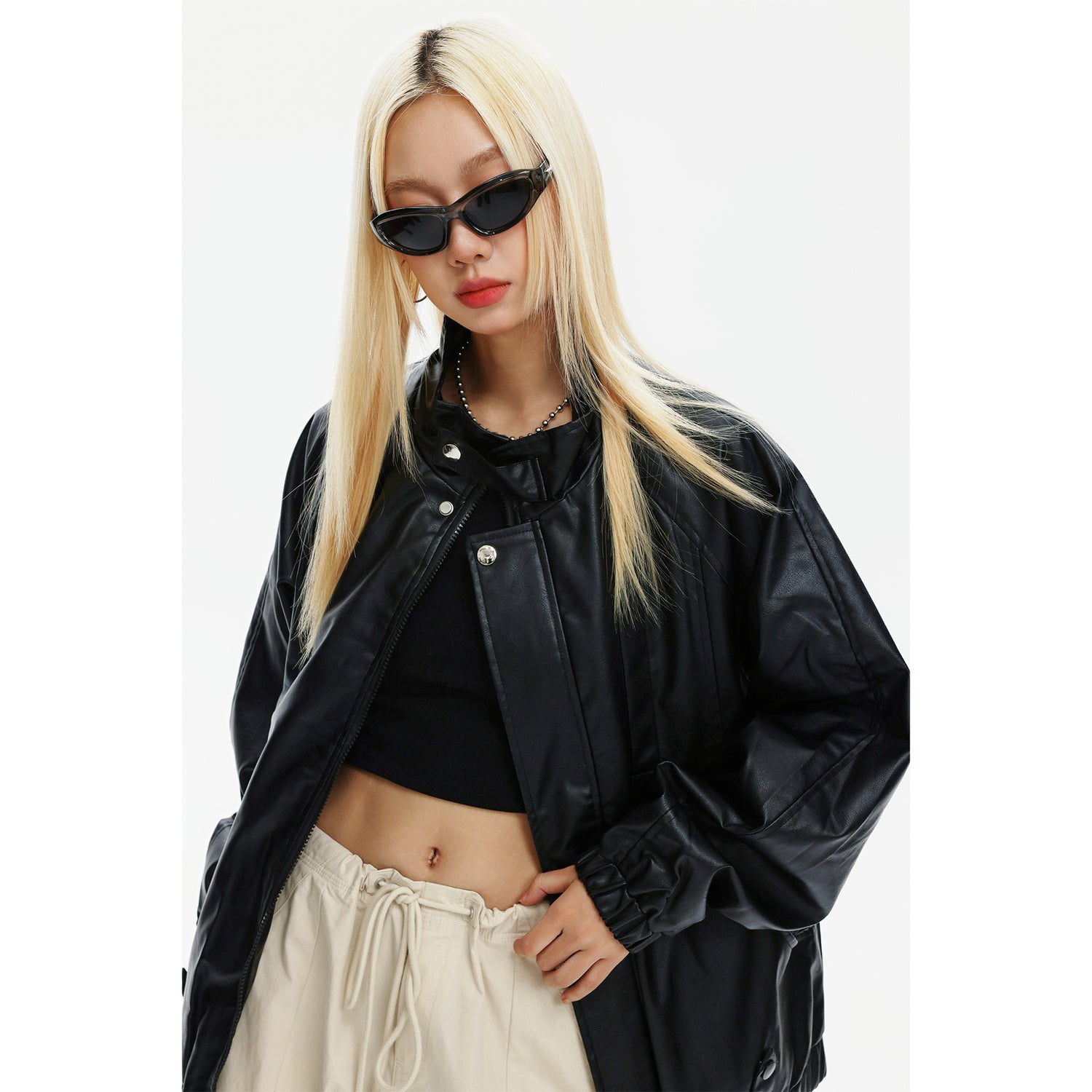 CATTEE Retro PU Leather Jacket