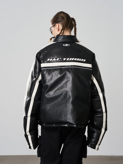 Harsh and Cruel Retro Racing PU Leather Cotton Jacket