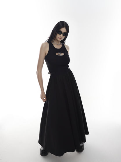 Metal Hollow Out Sleeveless Dress