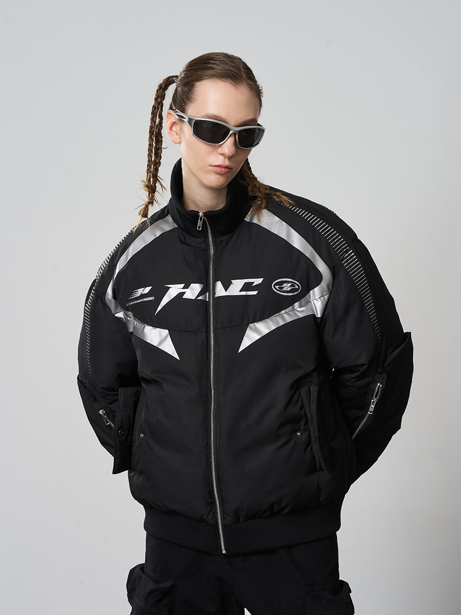 Harsh and Cruel Silver Logo Motorcycle Racing Cotton Jacket