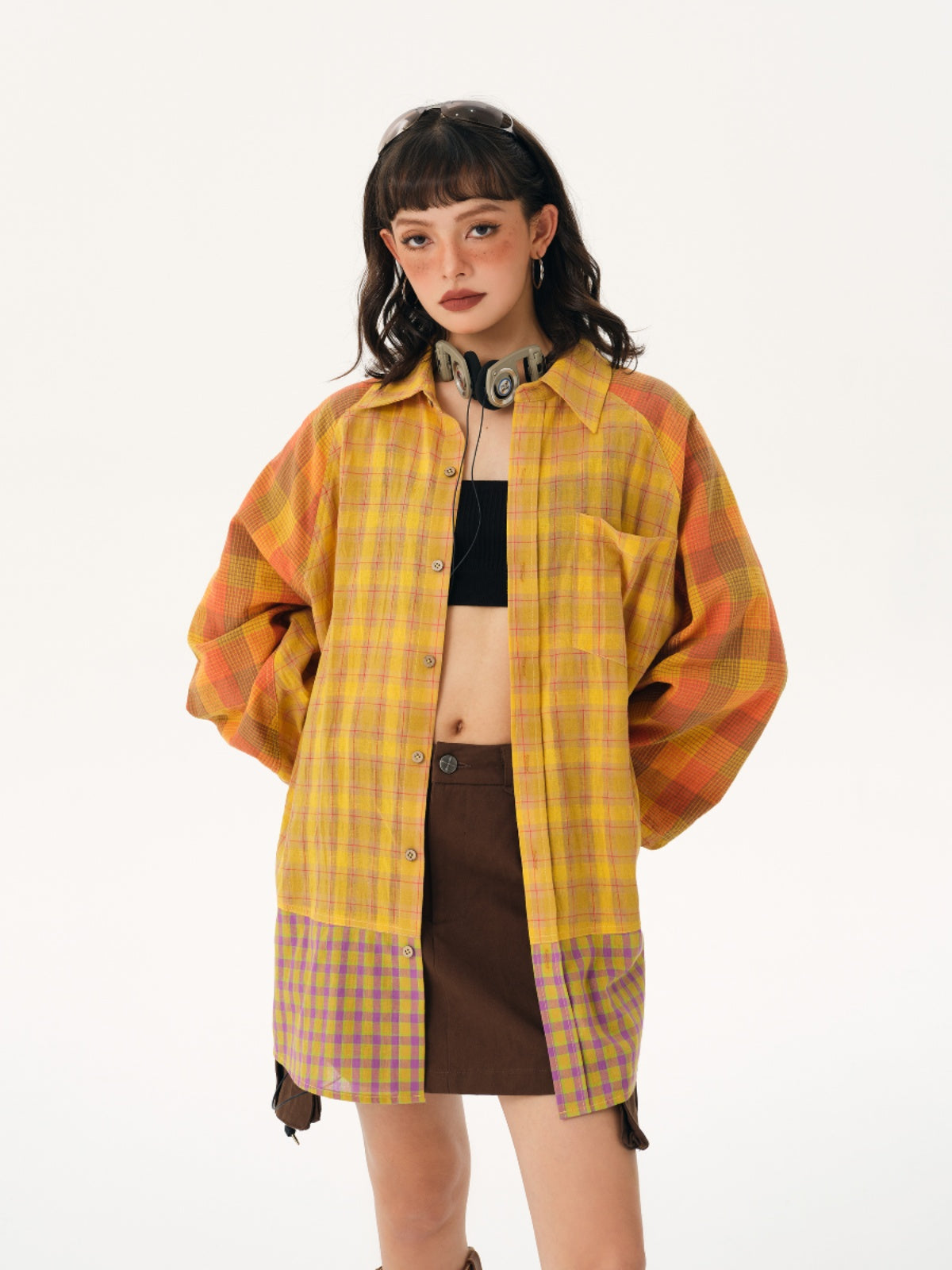 Dopamine Patchwork Plaid Shirt