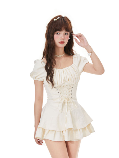 Balletcore Vintage Corset Waist Tiered Dress