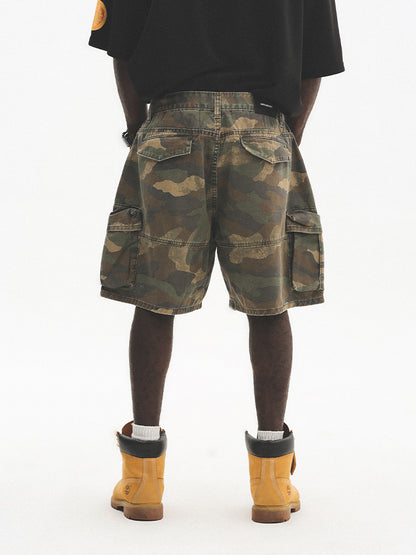 Washed Vintage Camo Cargo Shorts