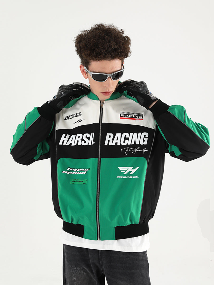 Colorblock Motorcycle Racing Jacket