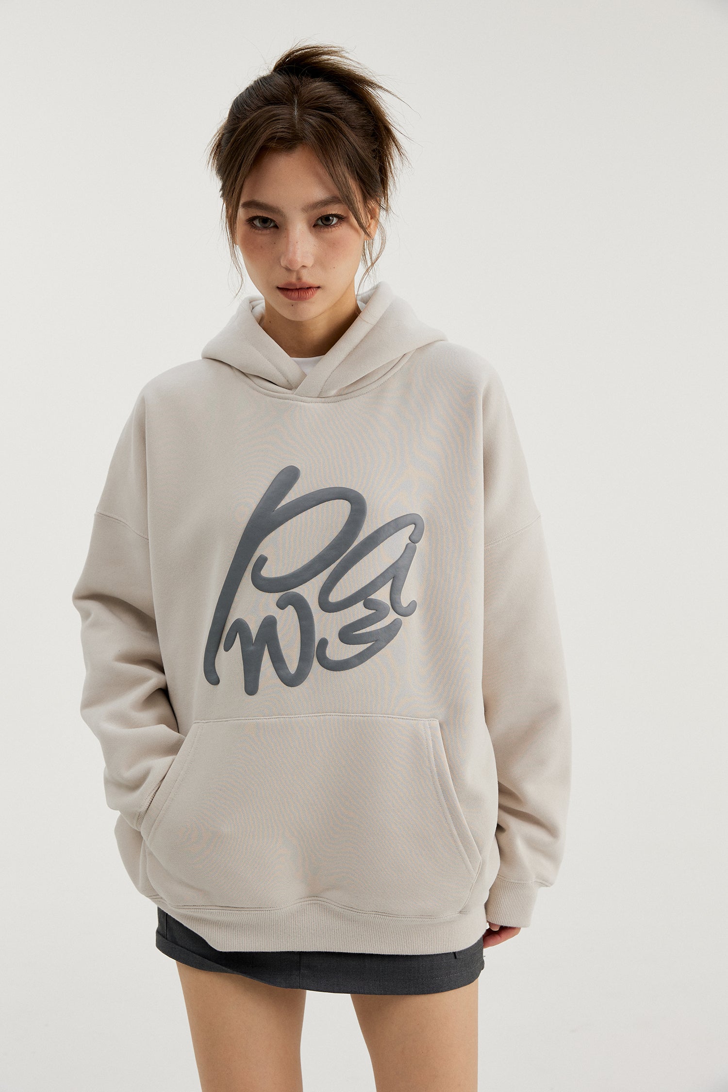 PAWY Letter Puff Print Hoodie