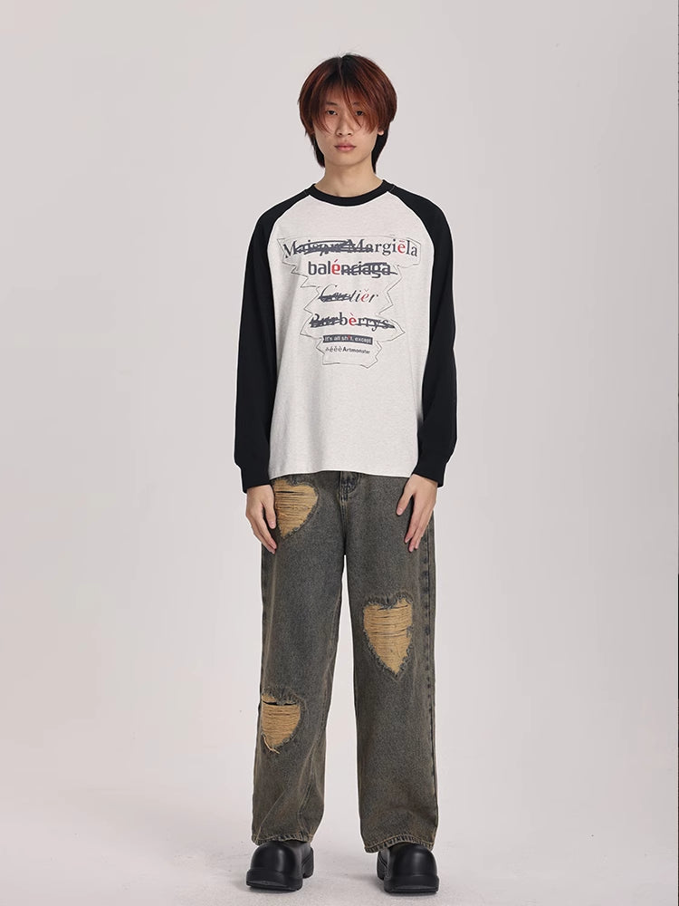 Spoof Brand Letter Print Sweatshirt