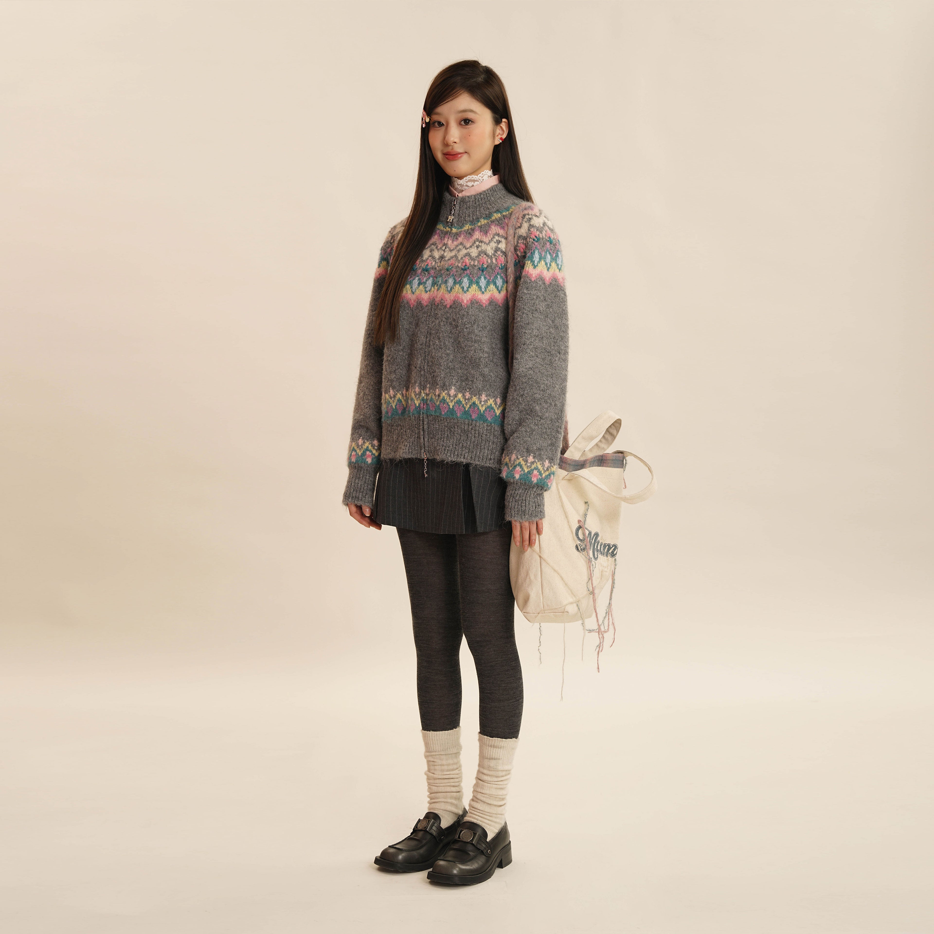 Vintage Fair Isle Hand-Knit Cardigan Sweater