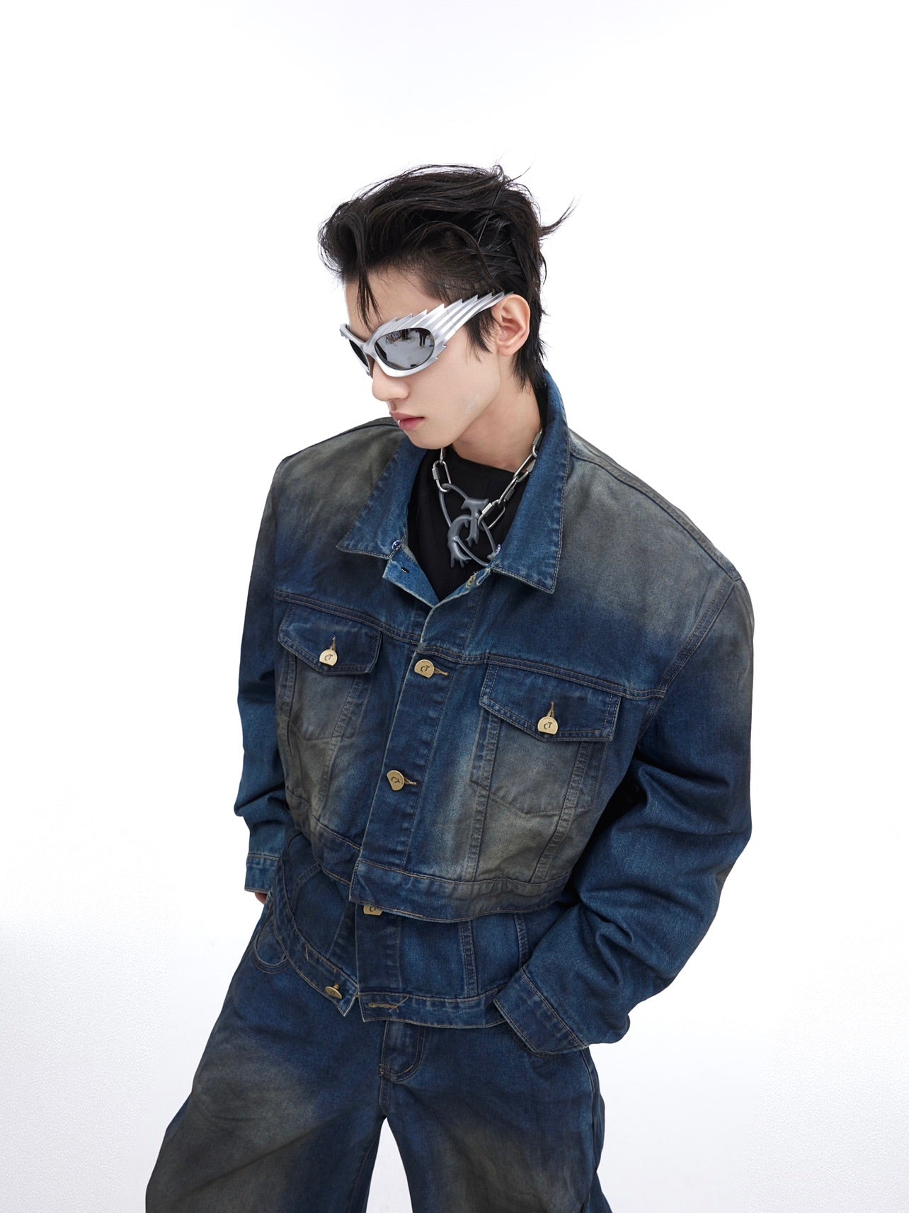 Deconstructed Double-Layer Denim Jacket