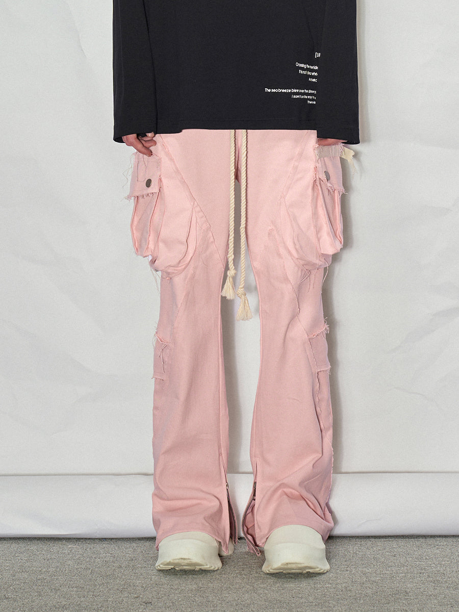 LOSTCTRL Destroyed Edge Waist Rope Casual Trousers