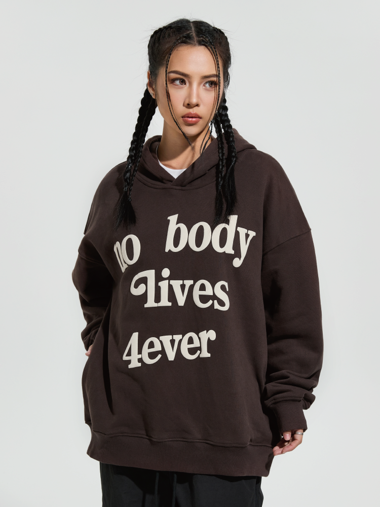 4ever Letter Puff Print Hoodie