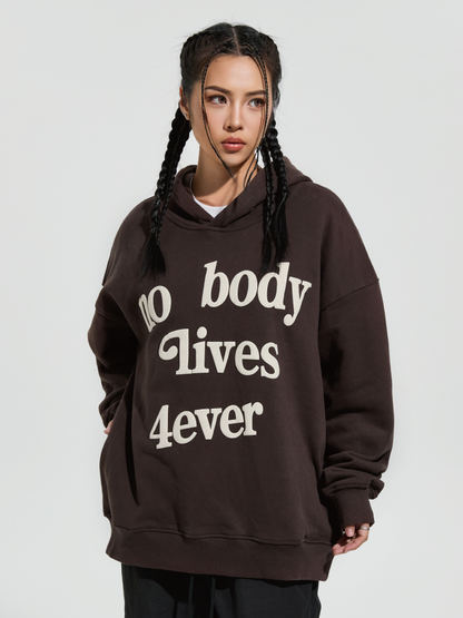 4ever Letter Puff Print Hoodie