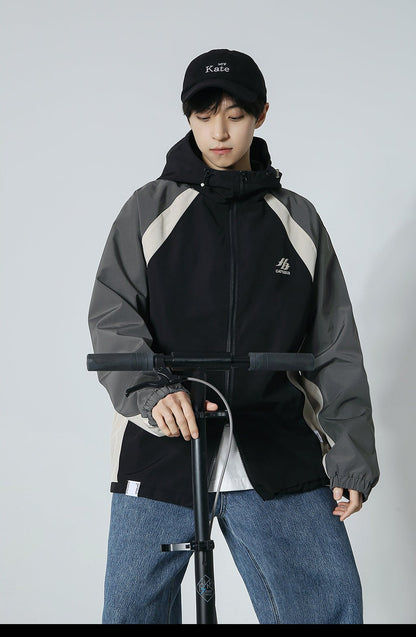 CATTEE Color Block Baseball Hooded Jacket