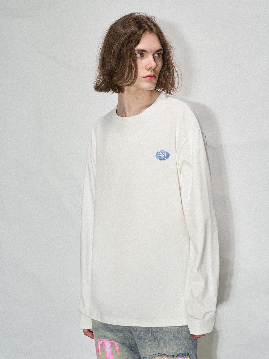 LOSTCTRL Embroidered Drawstring Long Sleeve Tee