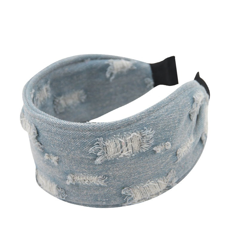 Retro Distressed Denim Headband