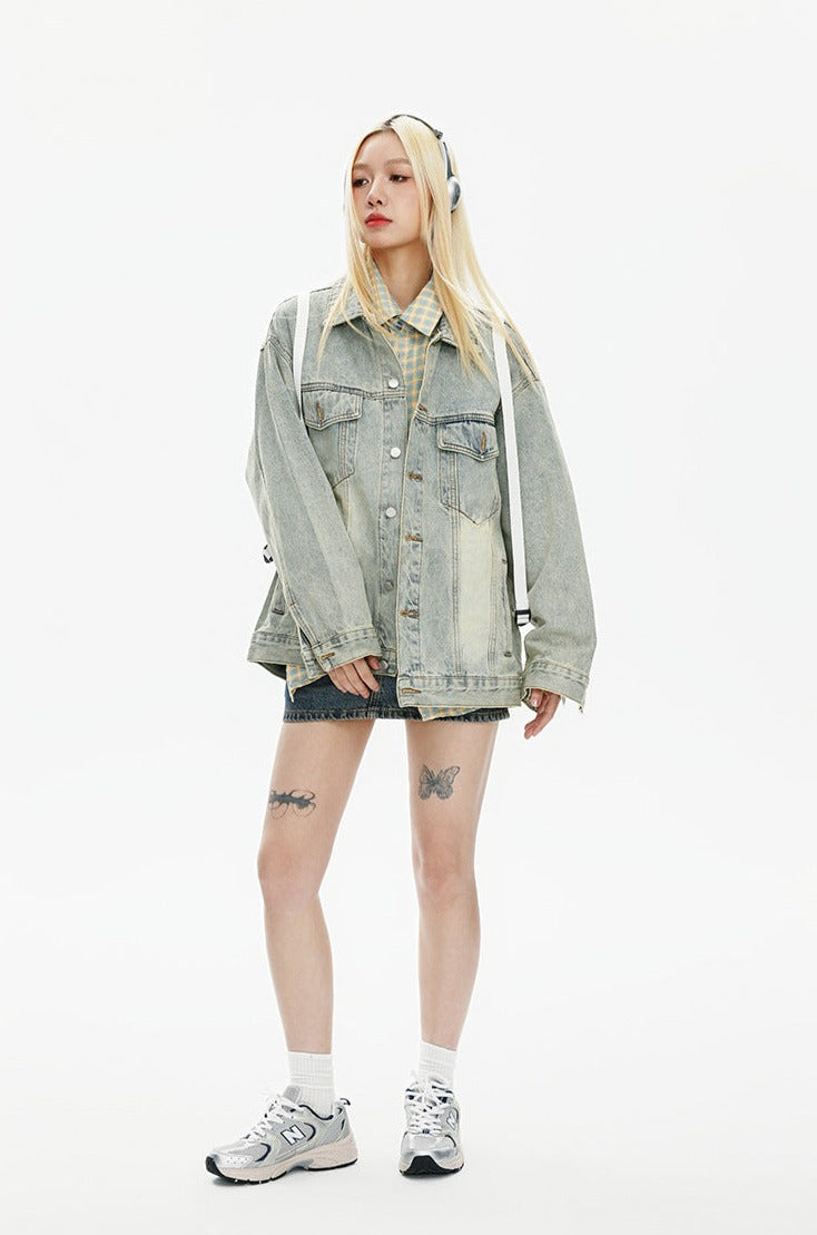 CATTEE Vintage Distressed Denim Jacket