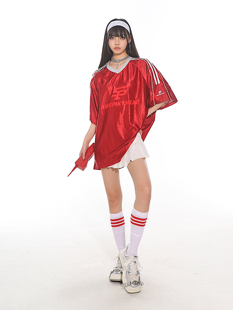 Vintage Satin Stripe Sports Jersey Tee