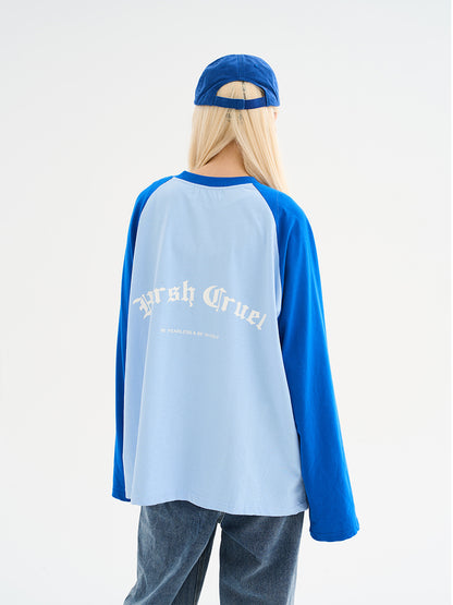 Gothic Letter Logo Drop Shoulder Long Sleeve Tee