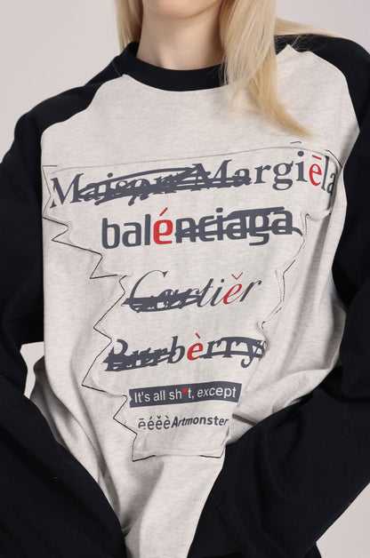 Spoof Brand Letter Print Sweatshirt