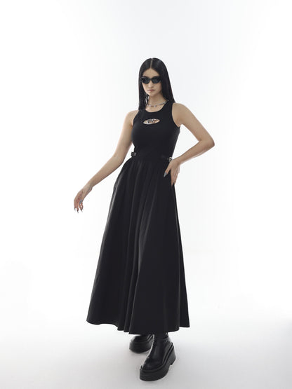 Metal Hollow Out Sleeveless Dress