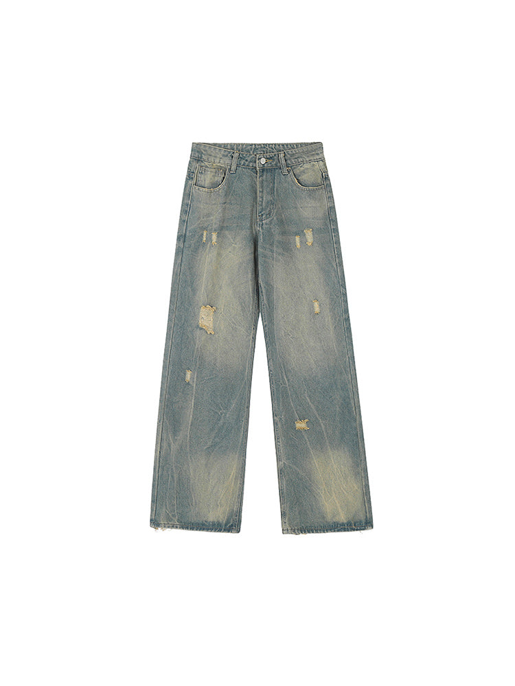 Distressed Straight Denim