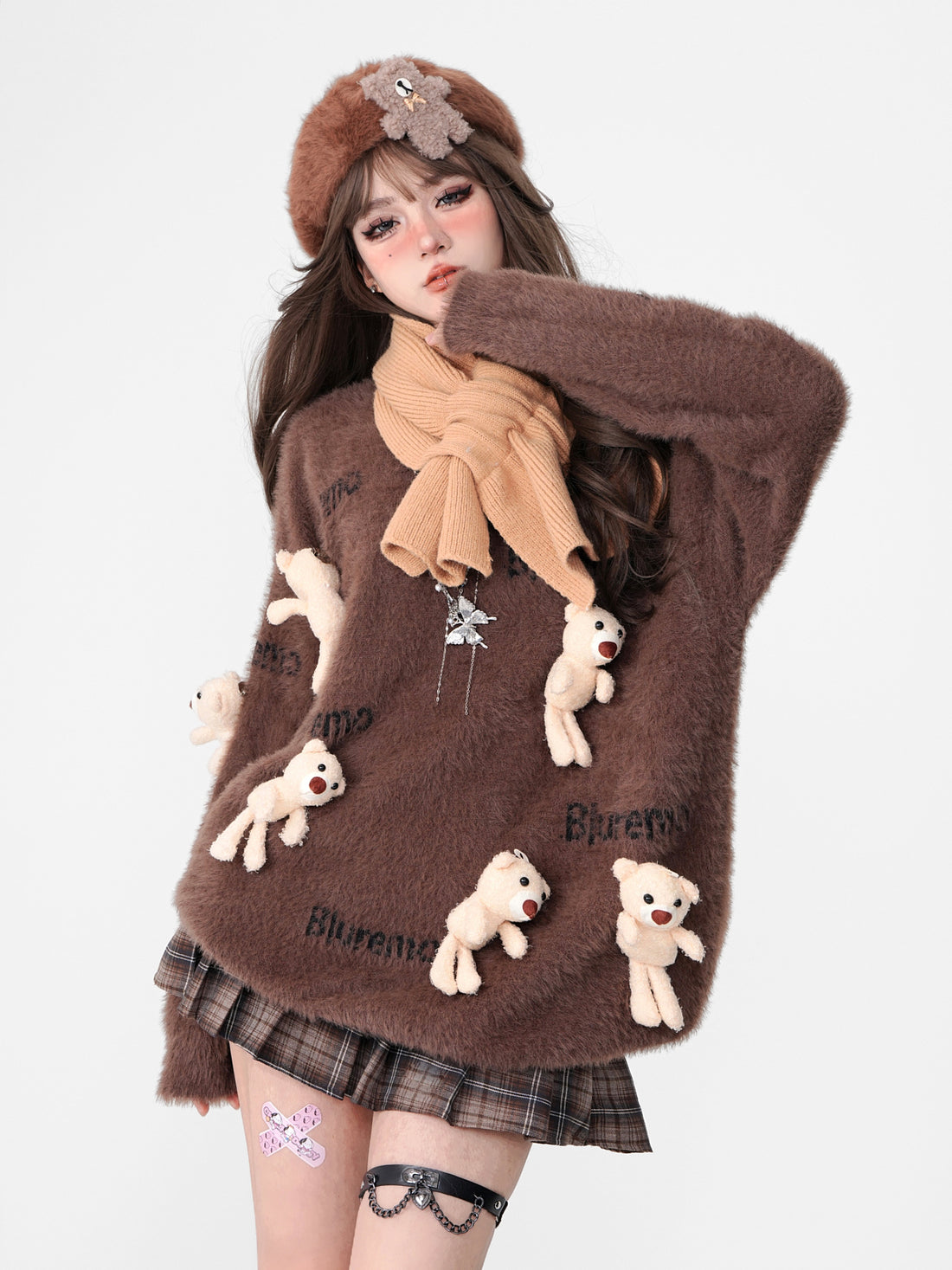 Cute Teddy Bear Charm Knit Sweater