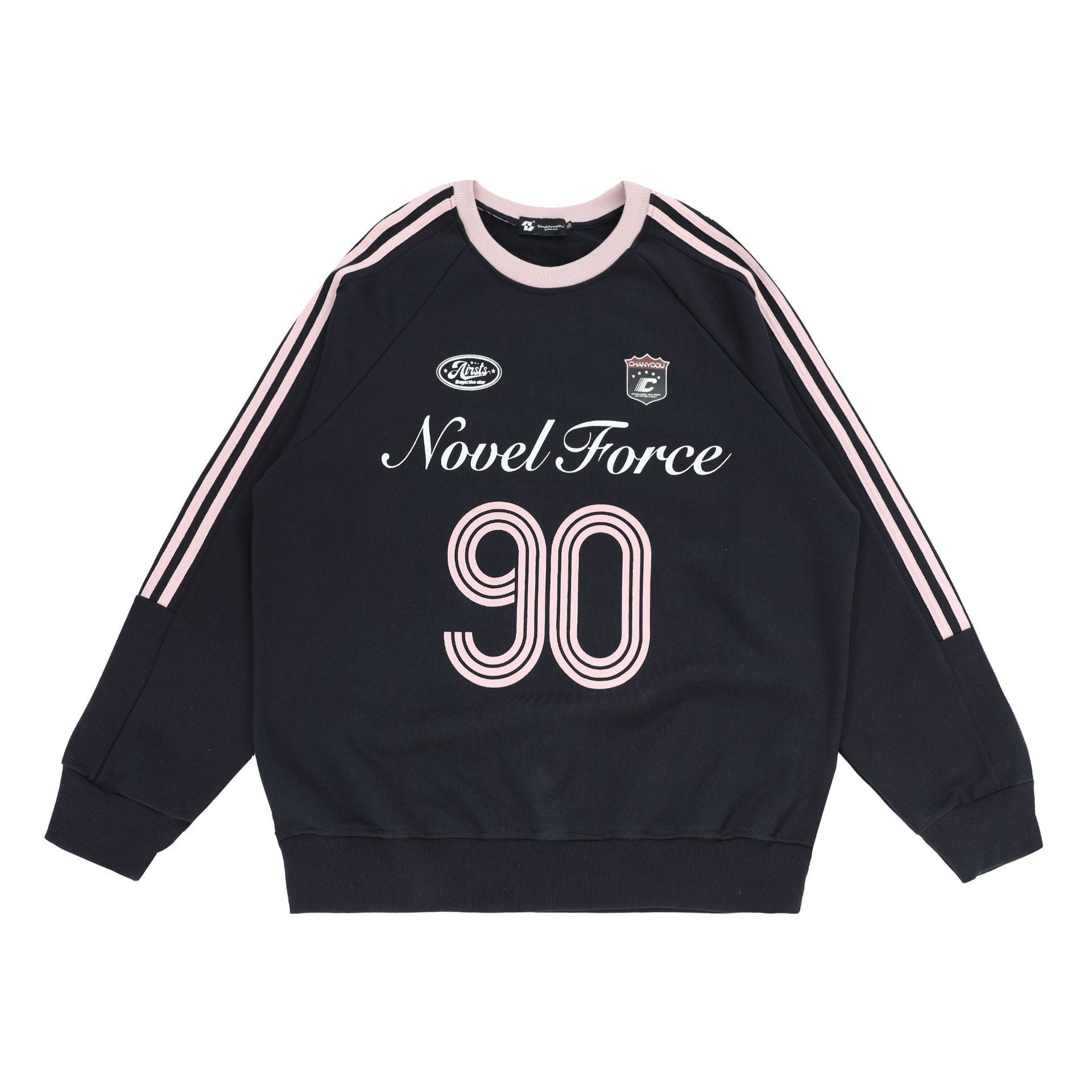 Vintage Three-Stripe Letter Print Jersey Sweatshirt