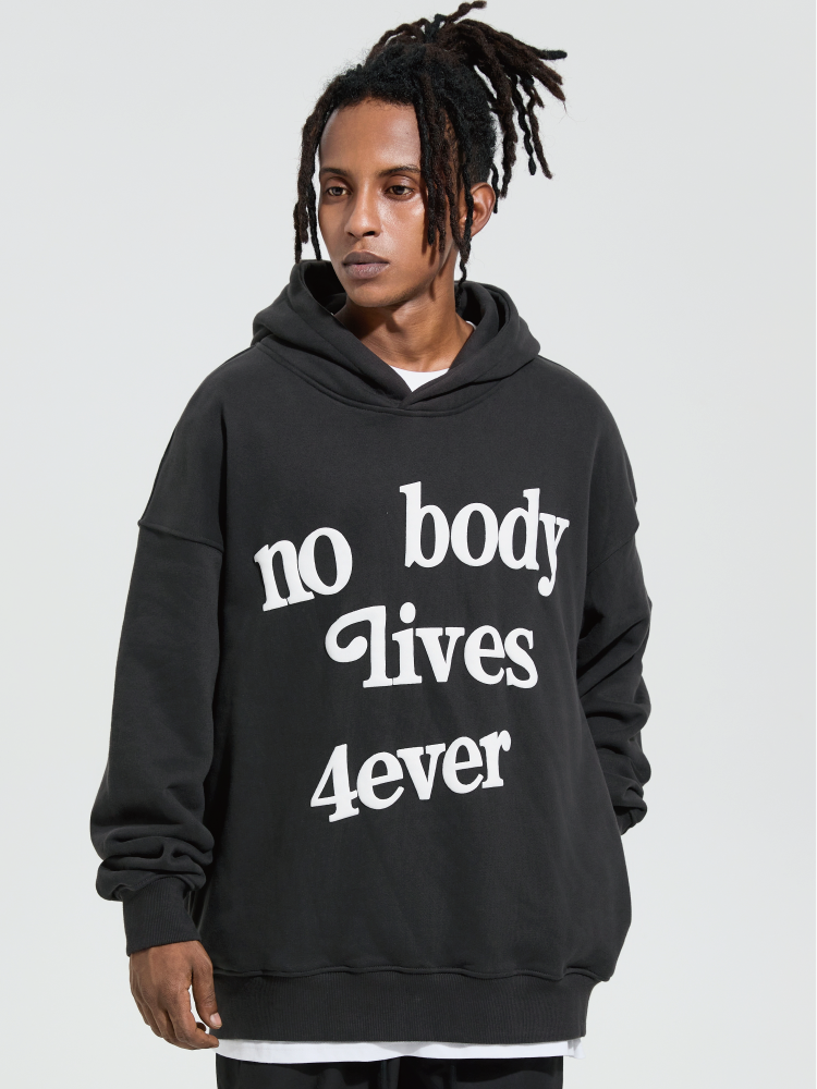 4ever Letter Puff Print Hoodie