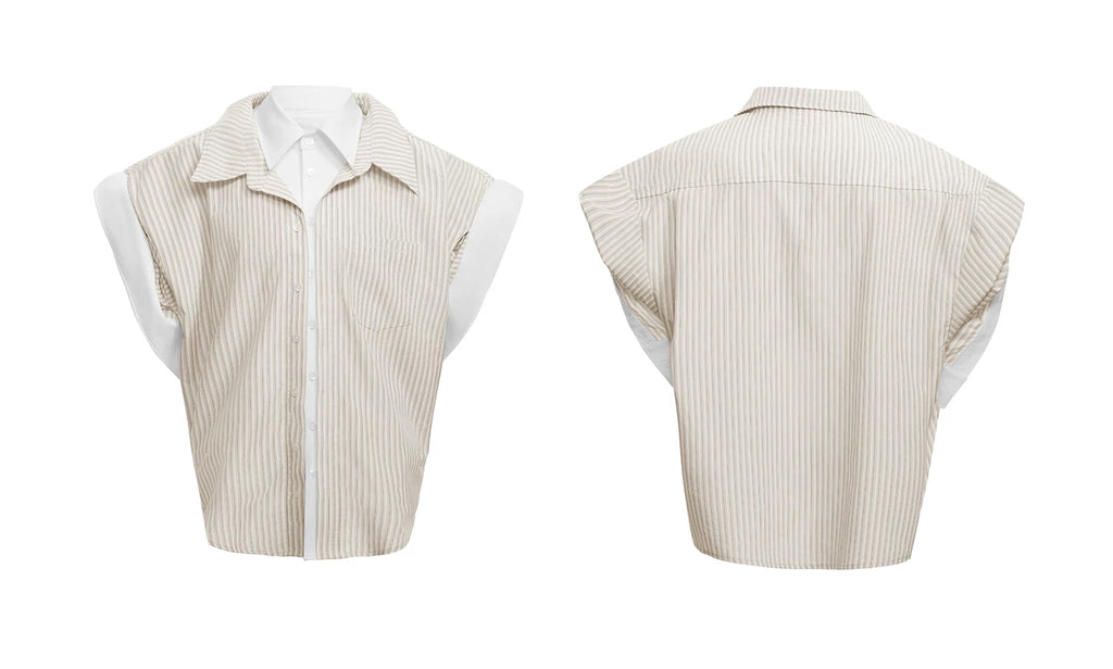 Argue Culture Layered Stripe Relaxed Short-Sleeve Shirt - product detail view 8