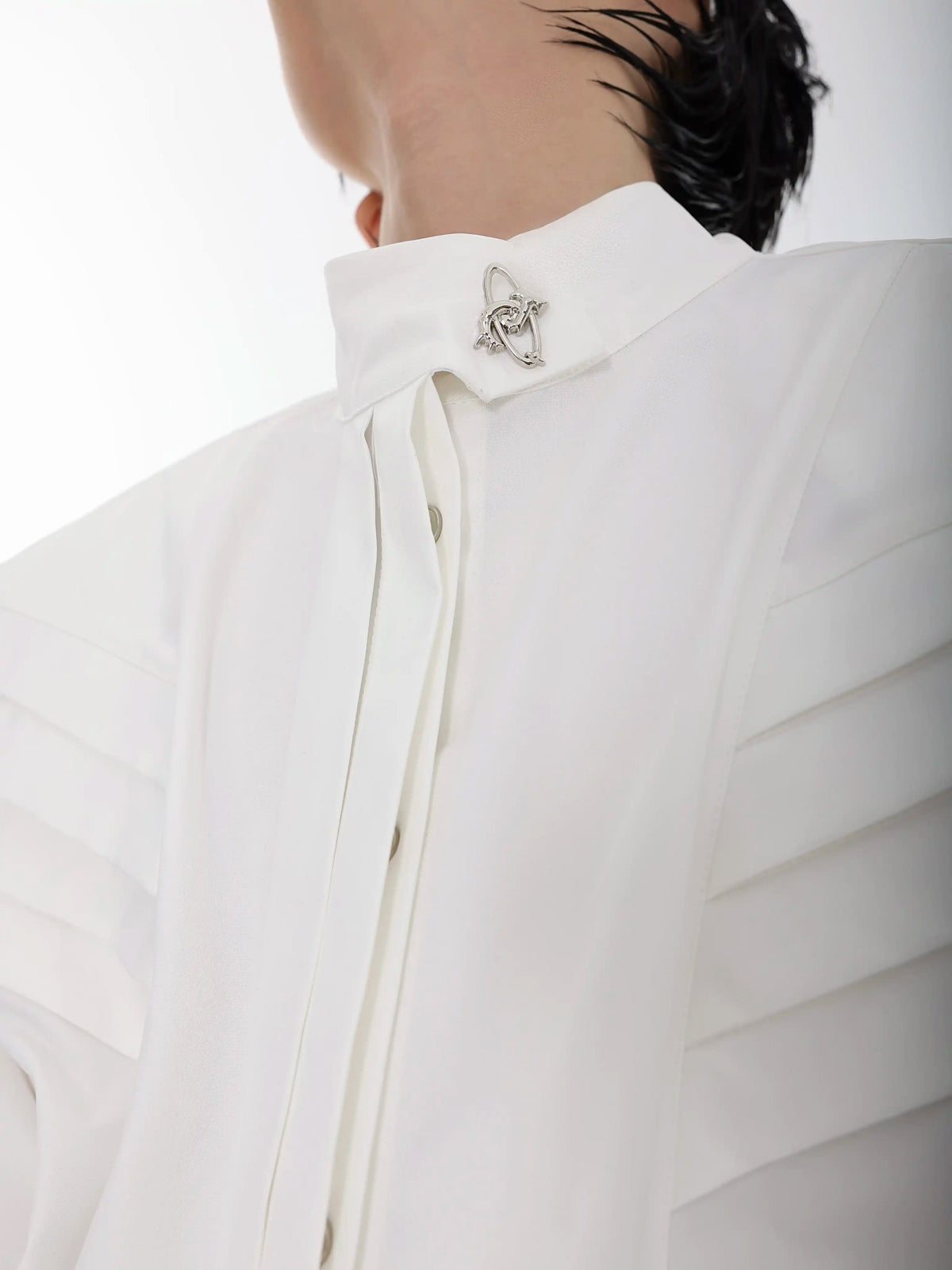 Argue Culture Panelled Stand-Collar Padded-Shoulder Shirt - gallery view 5