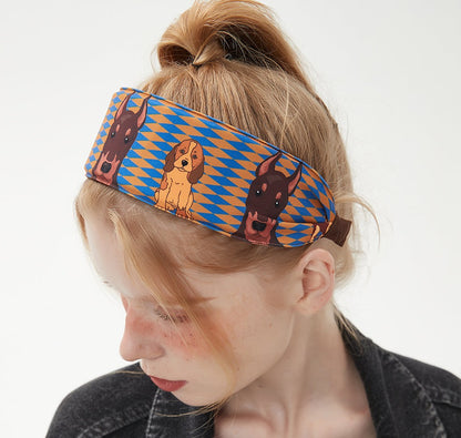 Retro Dog Print Wide Headband