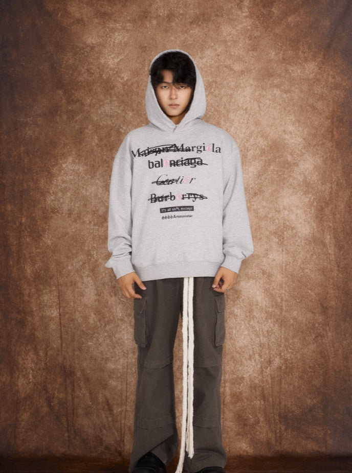 Spoof Brand Letter Print Hoodie