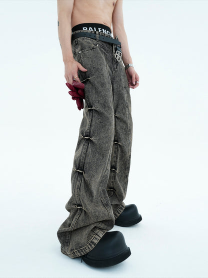 Wasteland style Pleated Denim