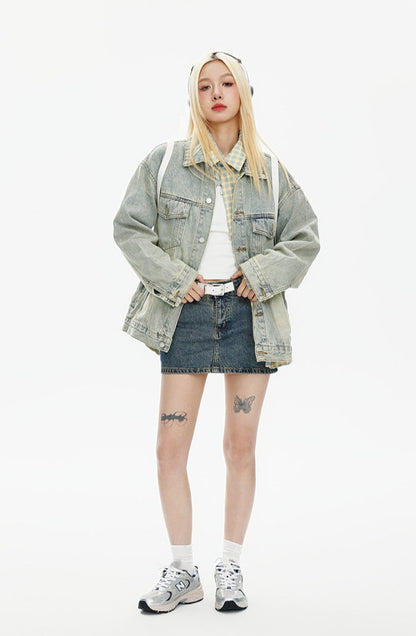 CATTEE Vintage Distressed Denim Jacket