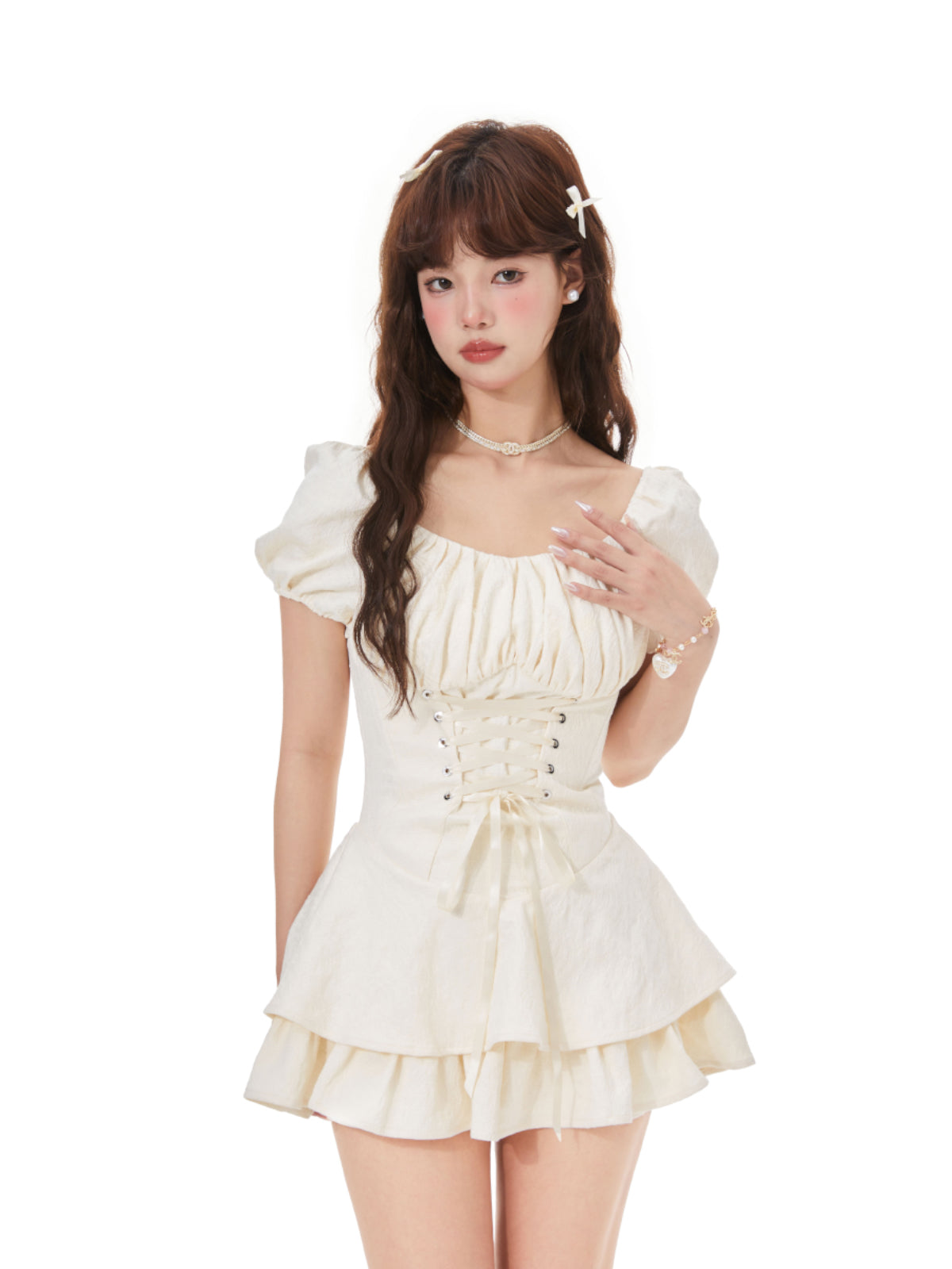 Balletcore Vintage Corset Waist Tiered Dress