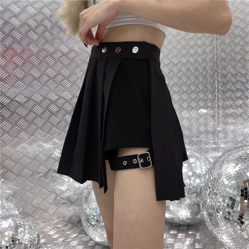 Irregular Pleated Mini Skirt