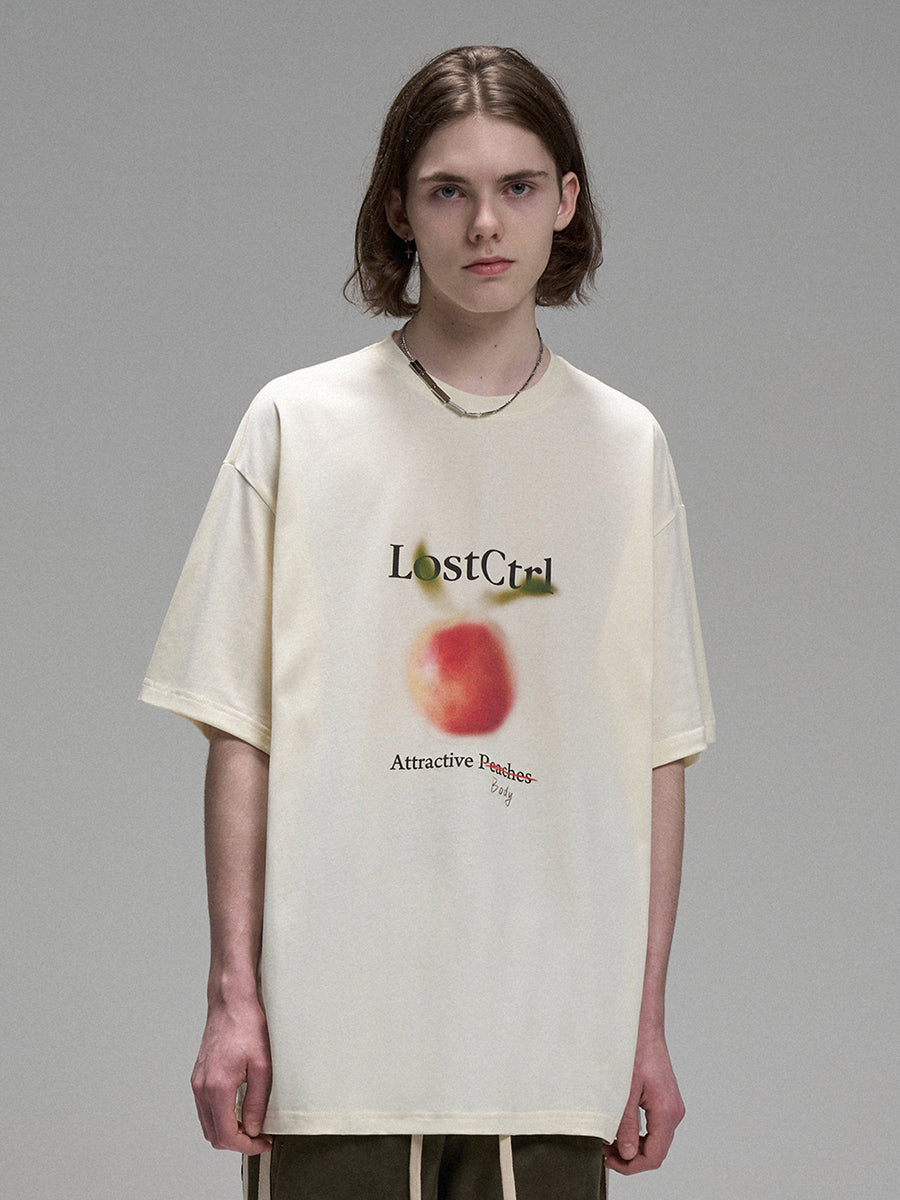 LOSTCTRL ピーチプリントTシャツ