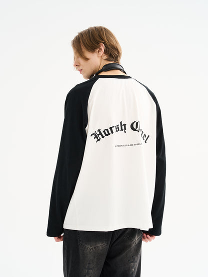 ゴシック レター ロゴ ドロップショルダー ロングスリーブ Tシャツ