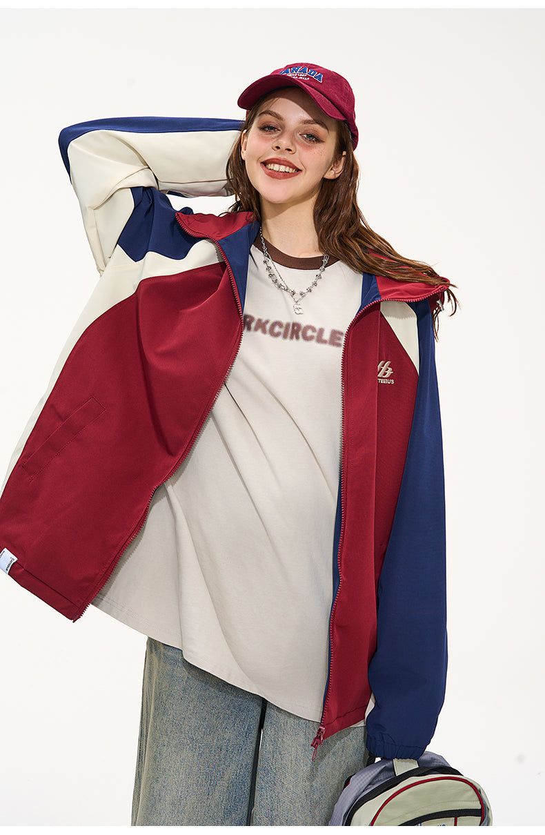 CATTEE Color Block Baseball Hooded Jacket