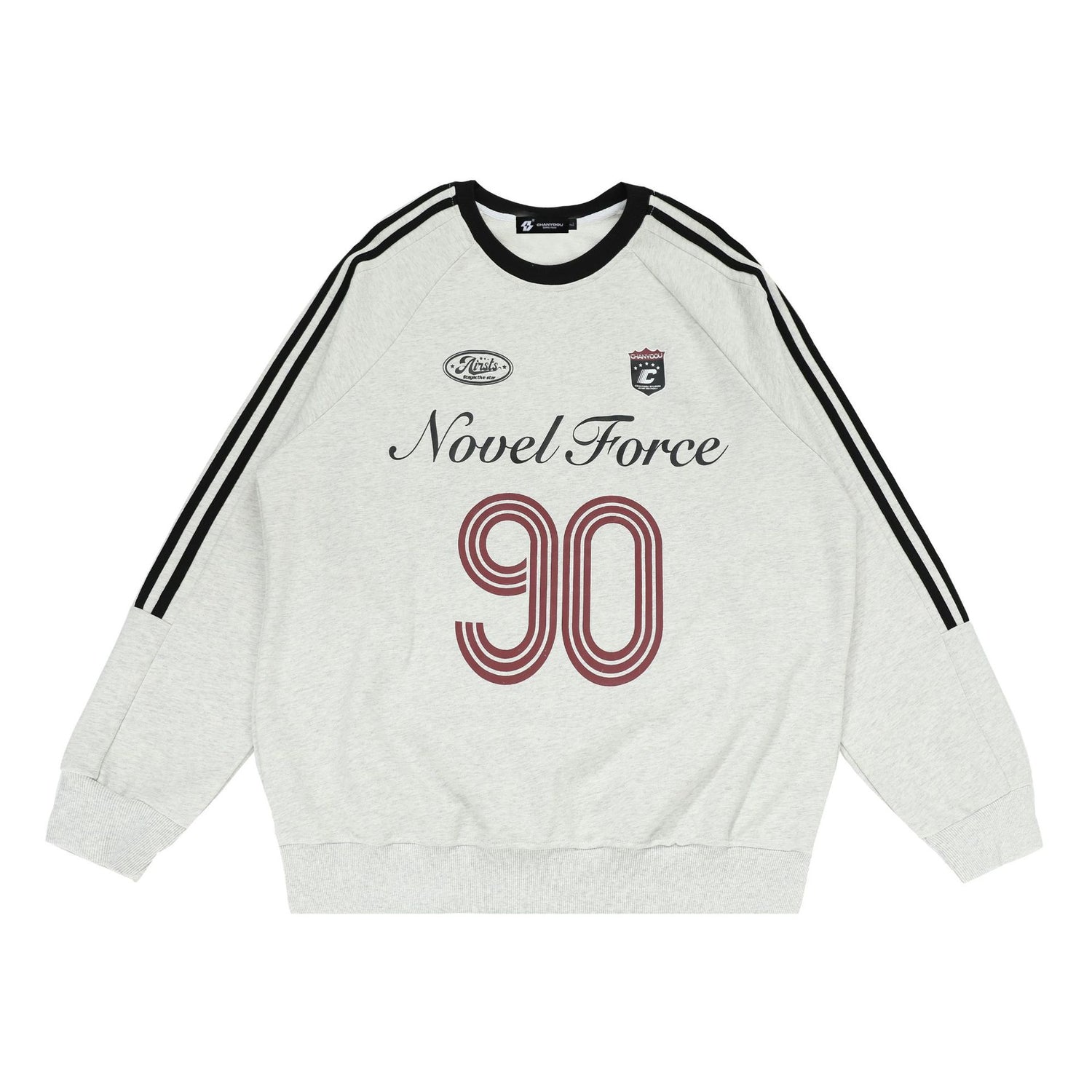 Vintage Three-Stripe Letter Print Jersey Sweatshirt