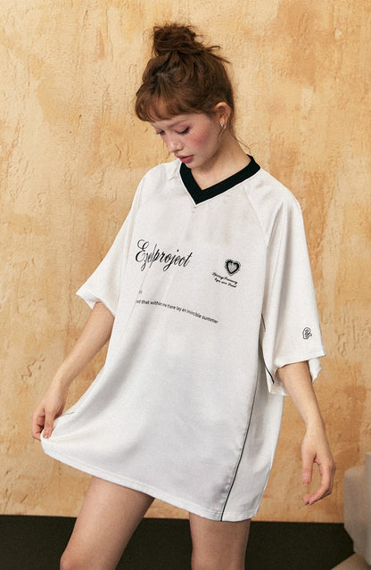 Colorblock Letter Raglan Sleeve Tee