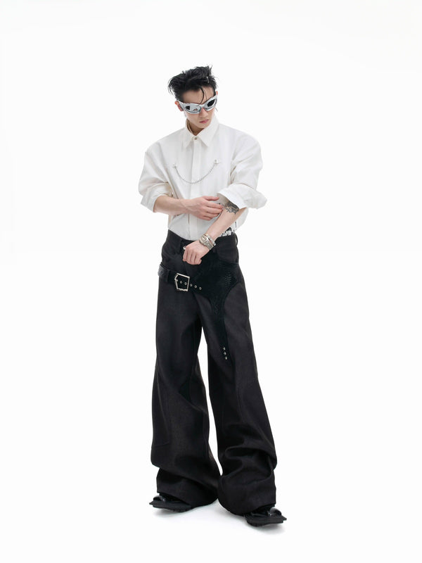 Argue Culture Croc-Trim Straight-Leg Tailored Pants - gallery view 5