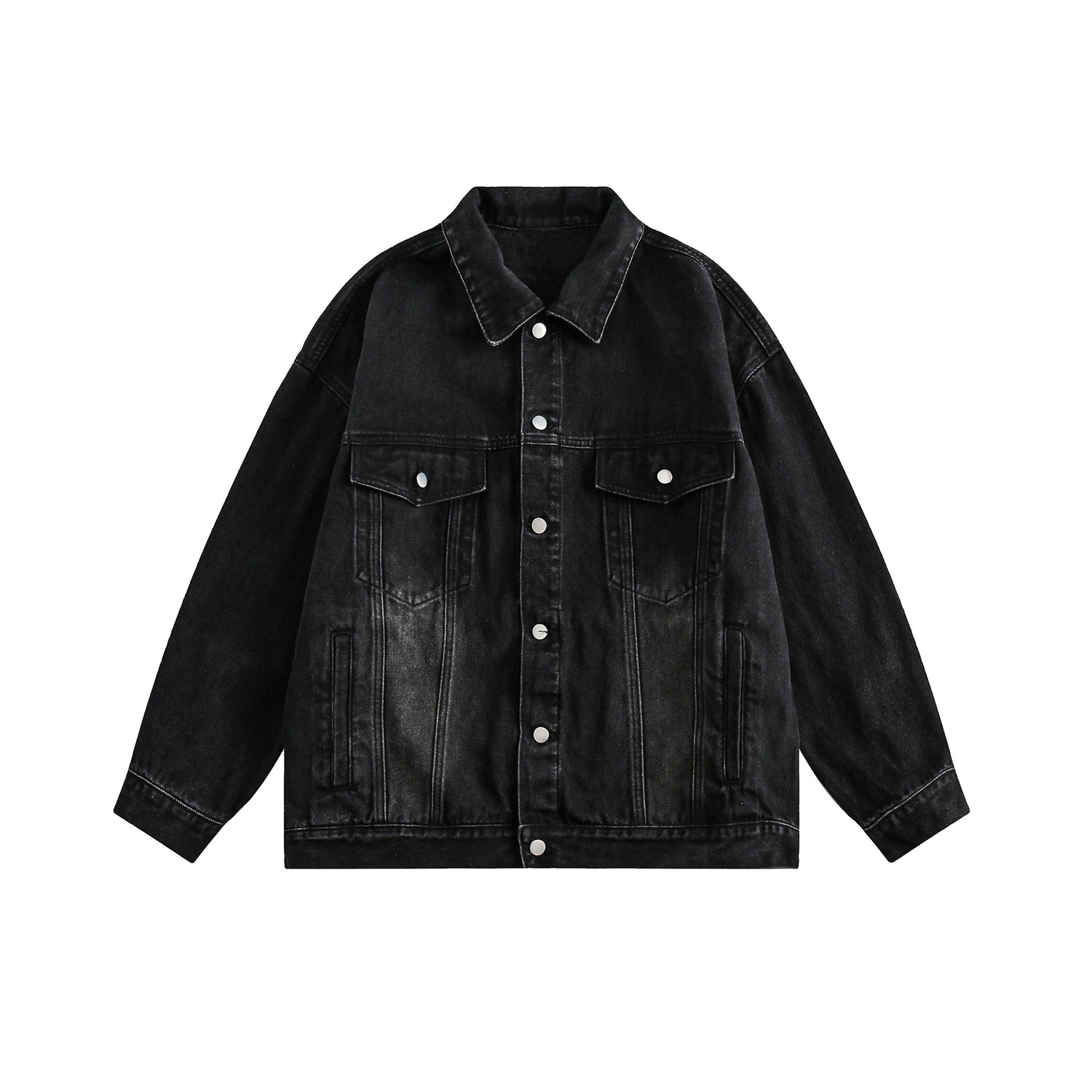 Vintage Turn-down Collar Distressed Denim Jacket