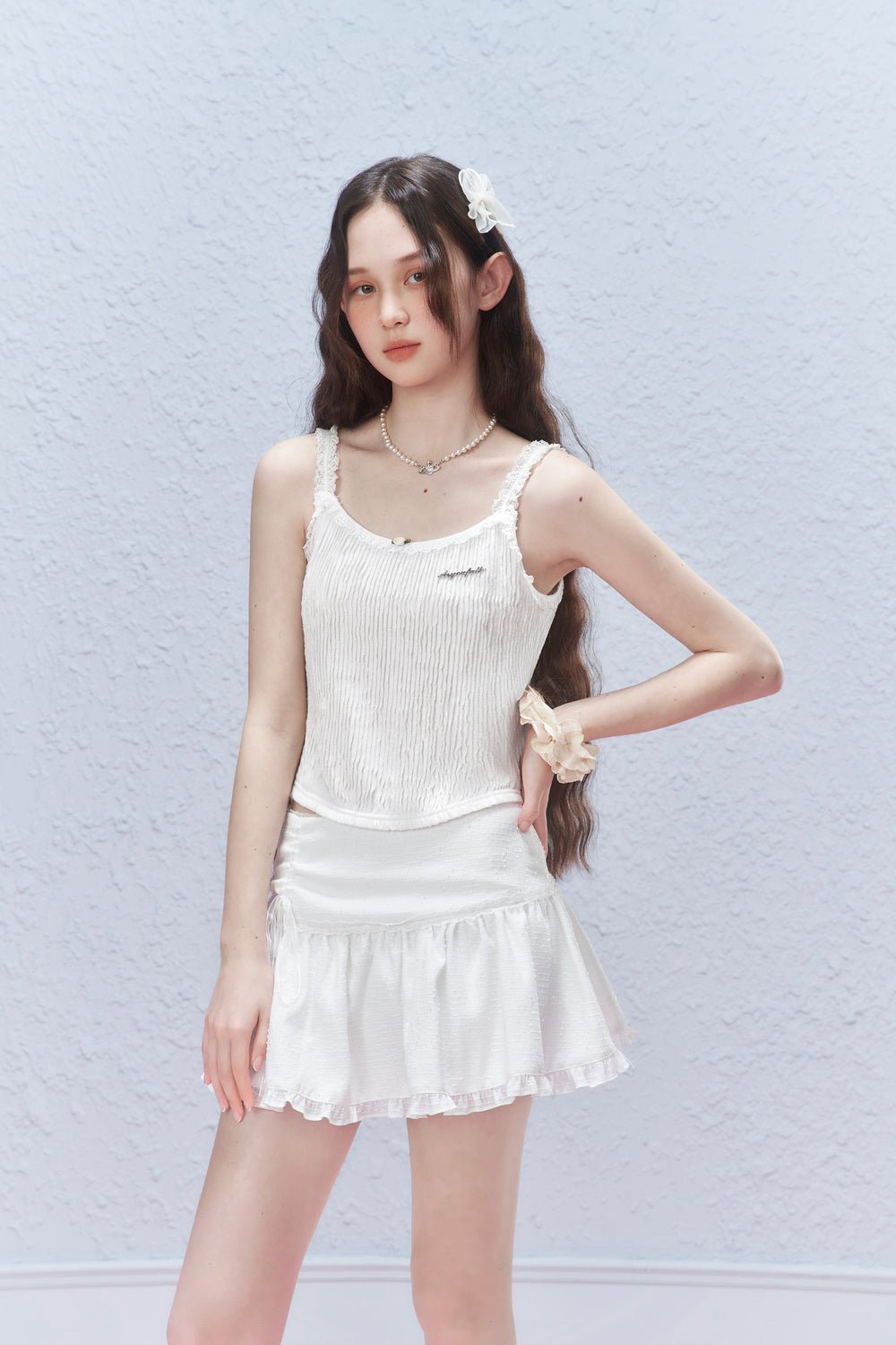 Striped Embroidered Lace Camisole