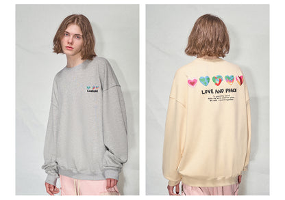 LOSTCTRL Hearts Foam Print Sweatshirt