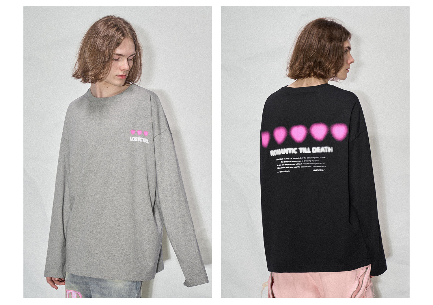 LOSTCTRL Heart Print Long Sleeve Tee