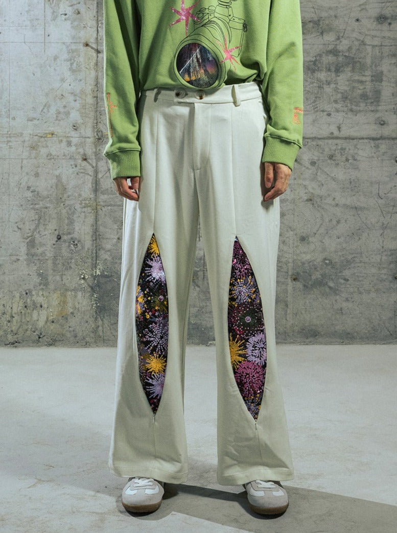 Fireworks Embroidered Straight-leg Pants