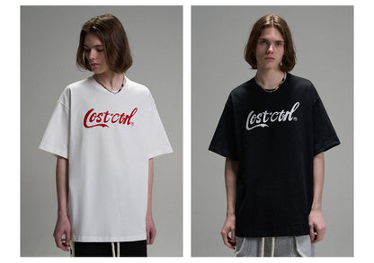 LOSTCTRL Cola LC Printing Vintage Distressed Tee