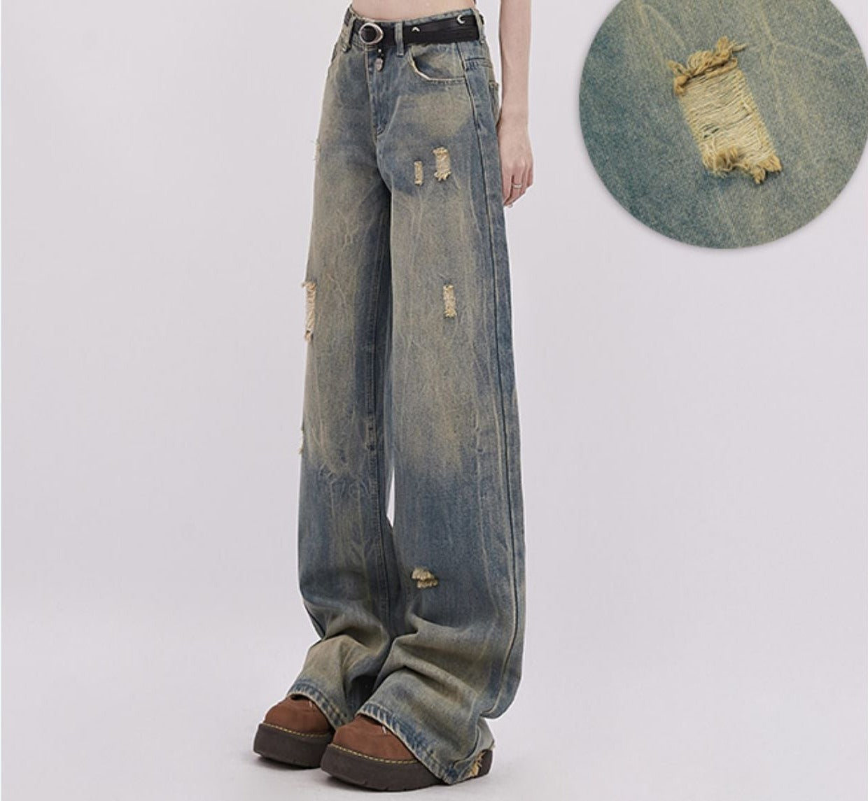 Distressed Straight Denim