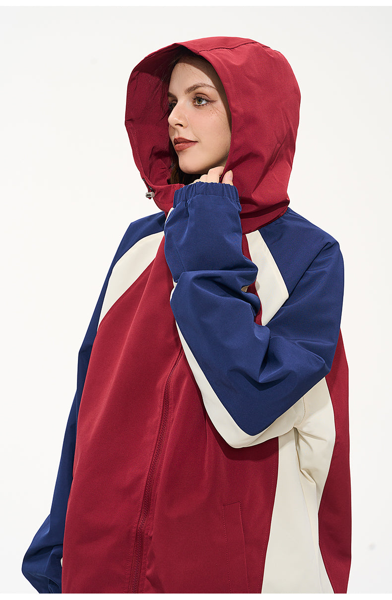 CATTEE Color Block Baseball Hooded Jacket