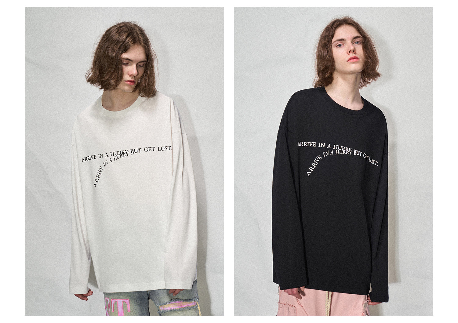 LOSTCTRL Wilted Letter Print Long Sleeve Tee